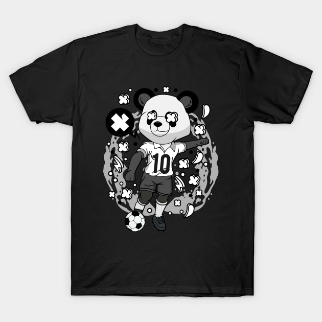 Panda Soccer Illustration T-Shirt by Mako Design 